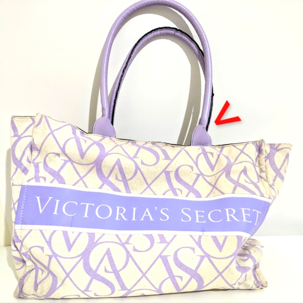 Victoria's Secret LG shoulder bag lavender canvas limited ed VS logo with handle